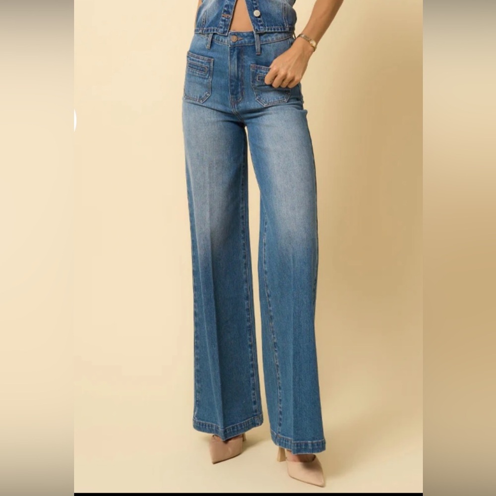 Insane Gene Flare Wide Leg Jeans with Faded Wash